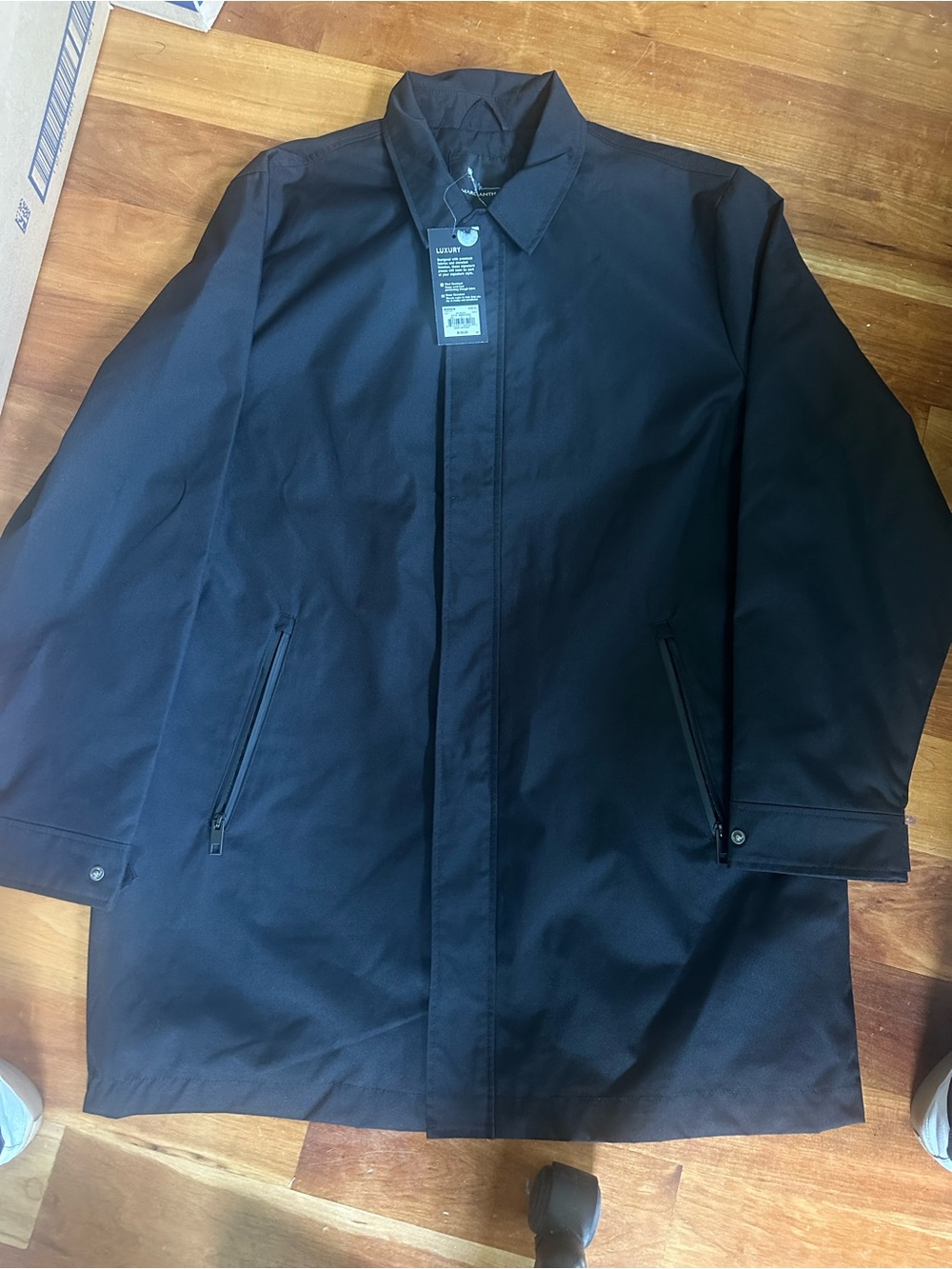 Marc Anthony Black Trench Coat with Zip Pockets